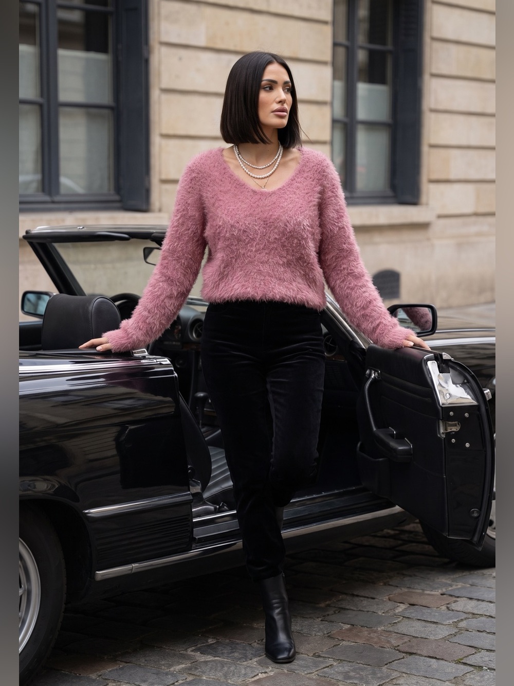Knox Rose Fuzzy Sweater in Pink Size Small
